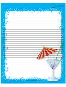 Blue Cocktail Umbrella Recipe Card 8x10