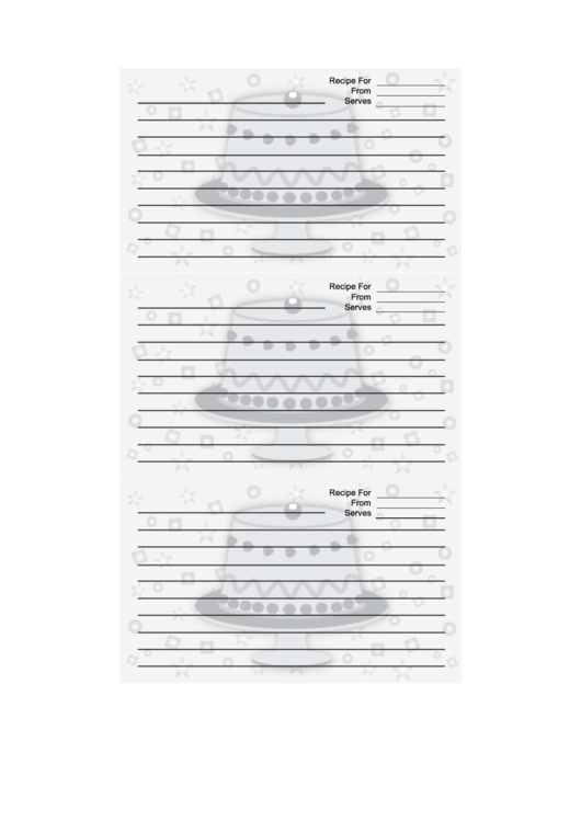 White Pedestal Cake Recipe Card Template Printable pdf