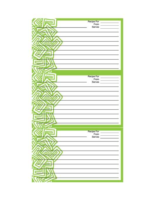 Abstract Shapes Green Recipe Card Template Printable pdf