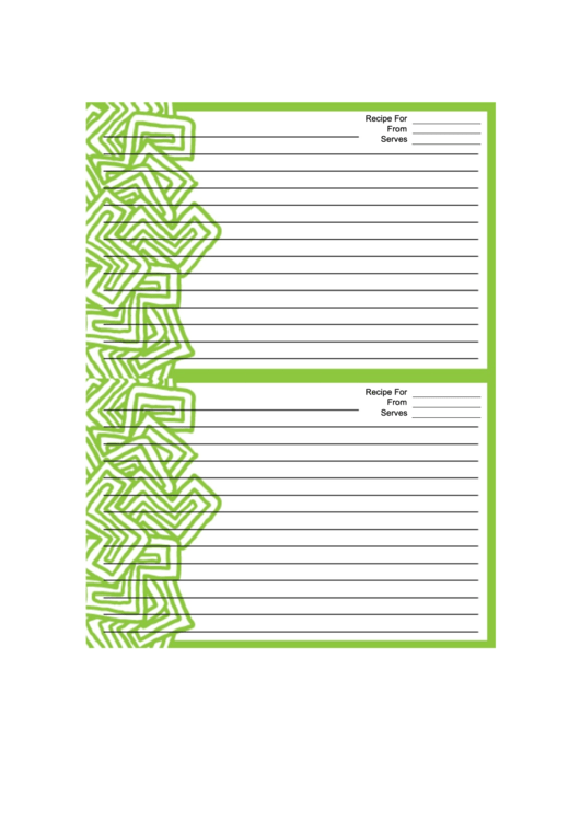Abstract Shapes Green Recipe Card 4x6 Printable pdf