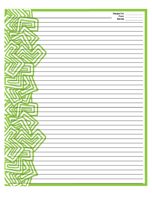 Abstract Shapes Green Recipe Card 8x10 Printable pdf
