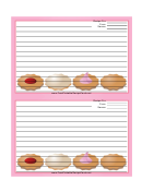 Cookies Pink Recipe Card Template 4x6