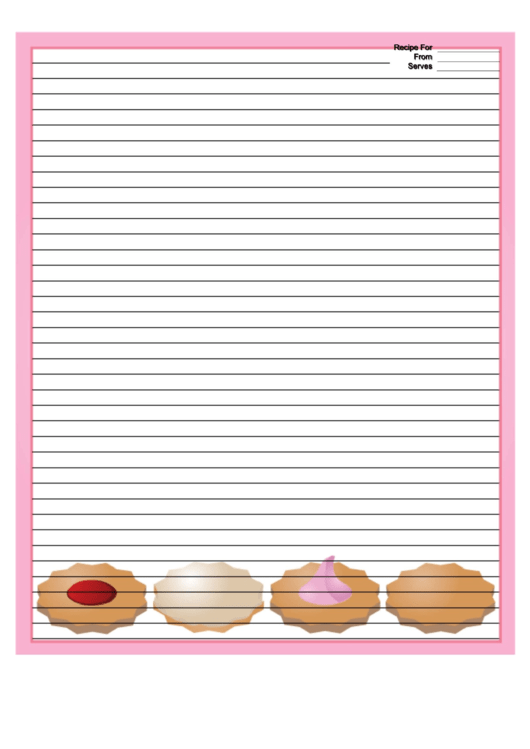 Cookies Pink Recipe Card 8x10 Printable pdf