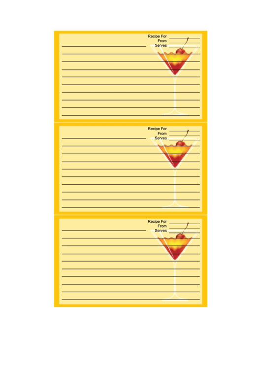 Cherry Martini Recipe Card Template Printable pdf