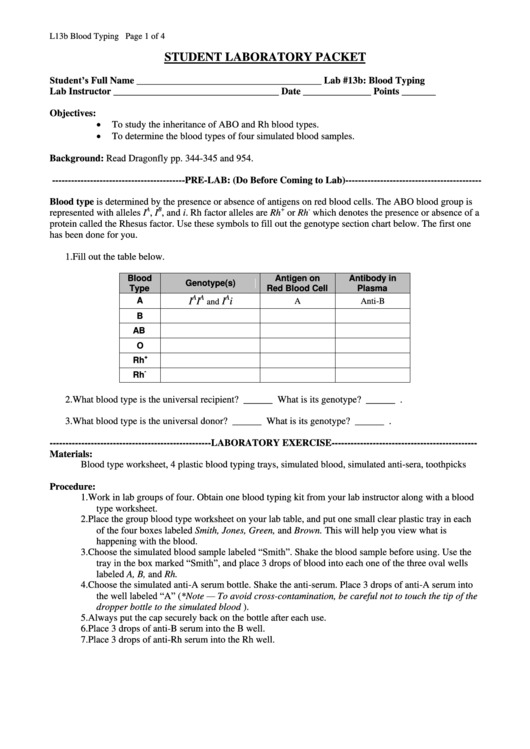 Student Laboratory Packet Printable pdf