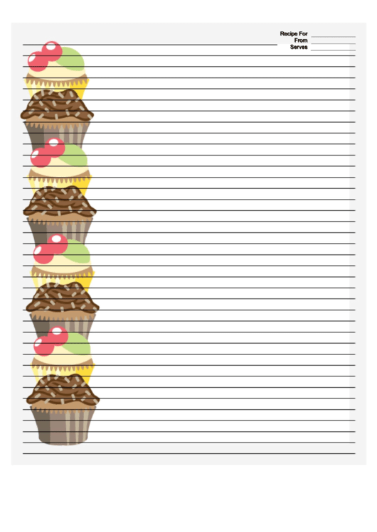 Cupcakes White Recipe Card 8x10 Printable pdf