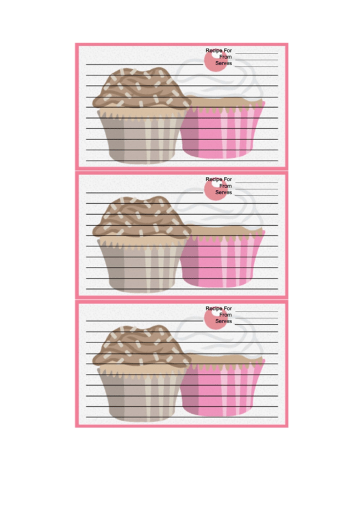 White Cupcakes Recipe Card Template Printable pdf