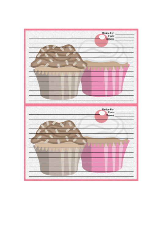 White Cupcakes Recipe Card 4x6 Printable pdf