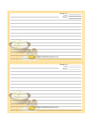 Eggs Yellow Gingham Recipe Card Template 4x6