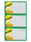 Hamburger Hotdog Recipe Card Template