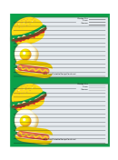 Hamburger Hotdog Recipe Card 4x6