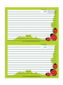 Light Green Ladybugs Recipe Card 4x6 Template