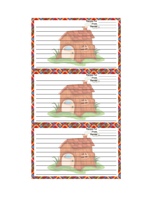 Funky House Plaid Recipe Card Template Printable pdf