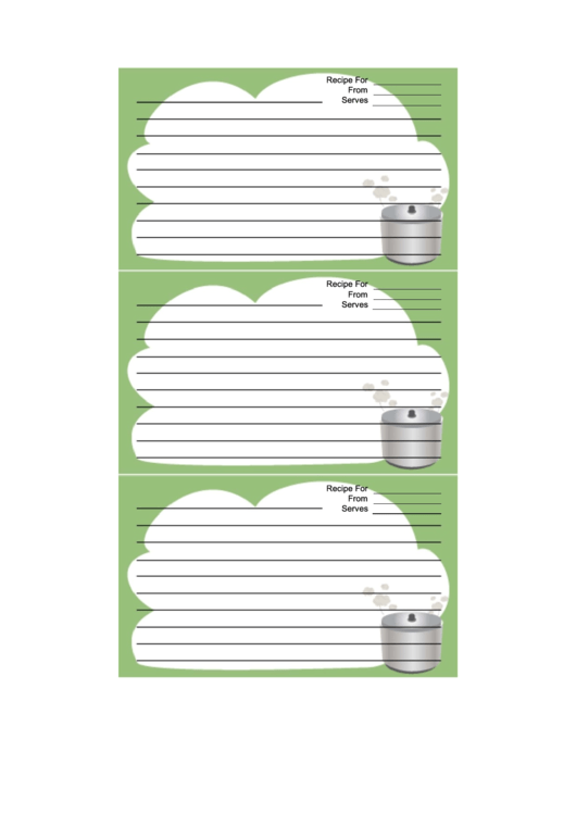 Crockpot Green Recipe Card Template Printable pdf