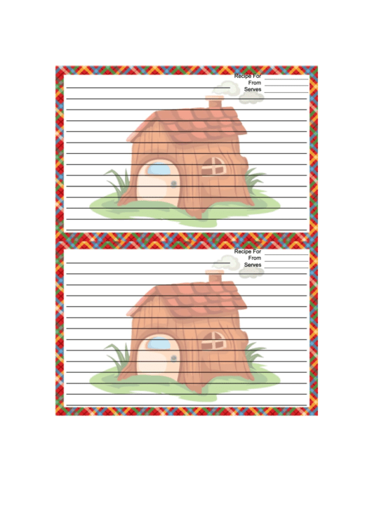 Funky House Plaid Recipe Card 4x6 Printable pdf