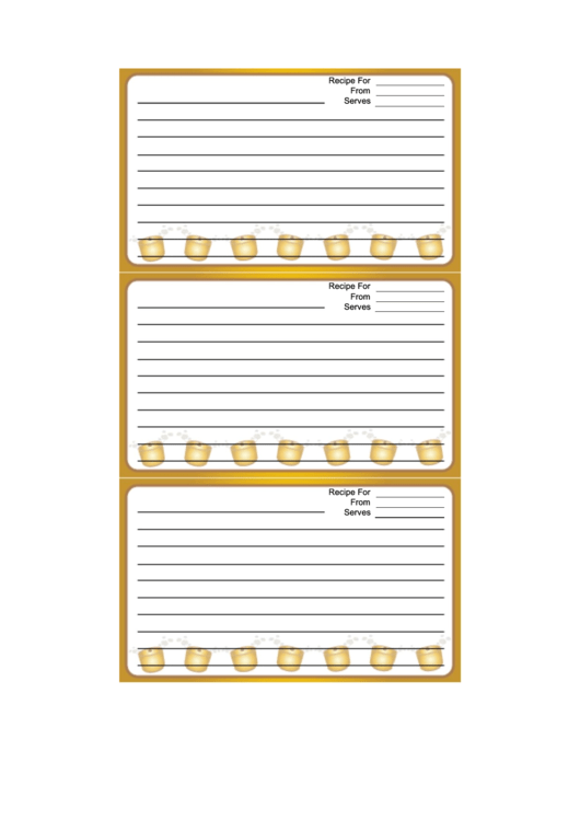 Pot Gold Recipe Card Template Printable pdf
