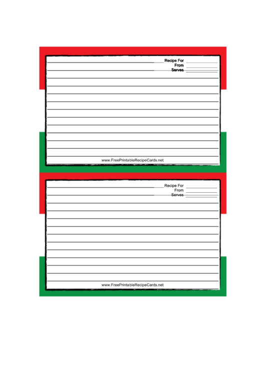 Italian Flag White Recipe Card 4x6 Template Printable pdf