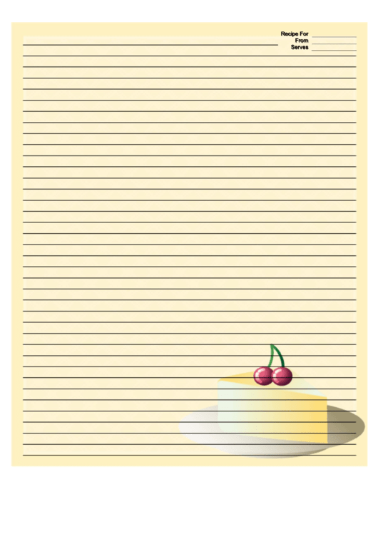 Cheesecake Cherries Yellow Recipe Card 8x10 Printable pdf