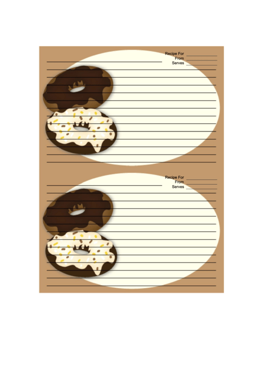 Frosted Doughnuts Brown Recipe Card 4x6 Printable pdf