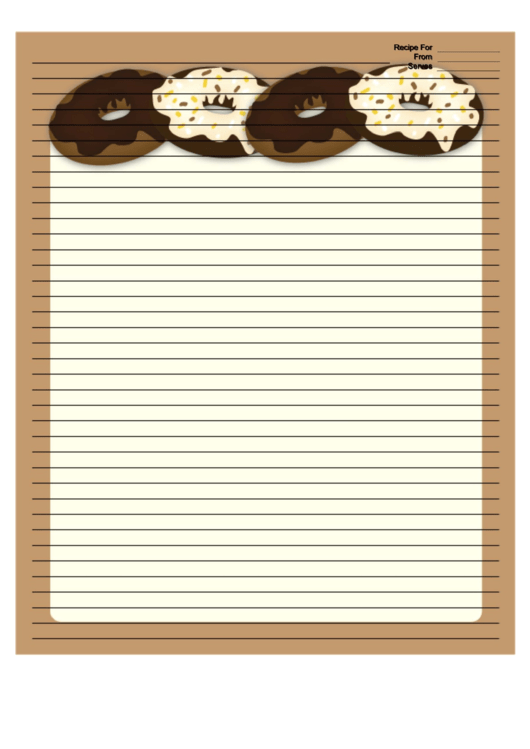 Frosted Doughnuts Brown Recipe Card 8x10 Printable pdf
