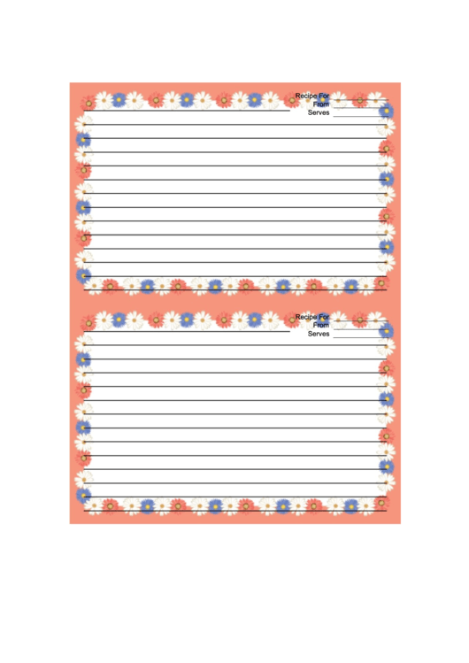 Flowers Peach Recipe Card 4x6 Printable pdf