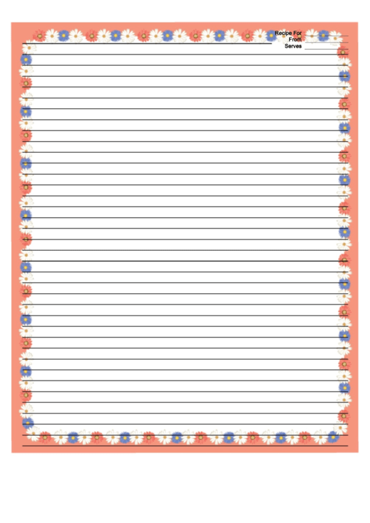 Flowers Peach Recipe Card 8x10 Printable pdf