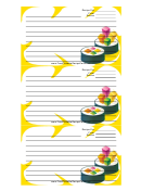 Yellow Sushi Recipe Card Template