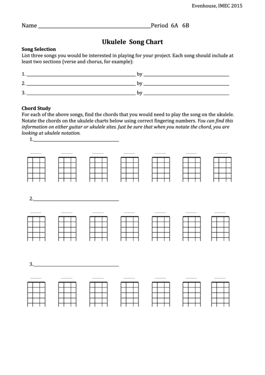 Ukulele Song Chart Printable pdf