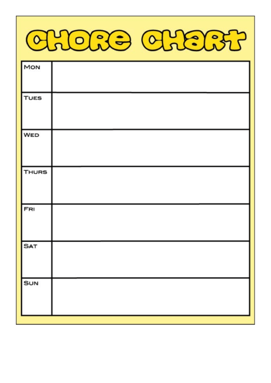 Weekly Chore Chart Template Printable pdf