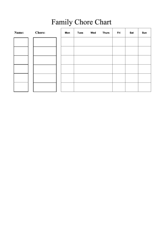 Simple Family Chore Chart Printable pdf