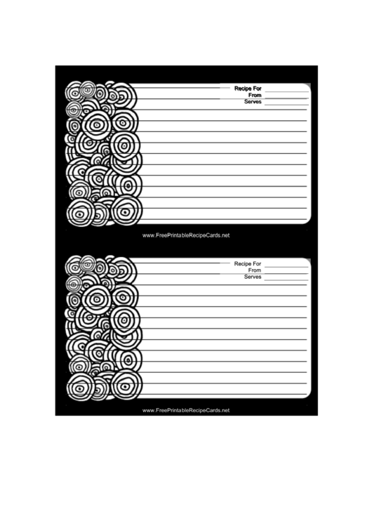 Black White Circles Recipe Card 4x6 Printable pdf