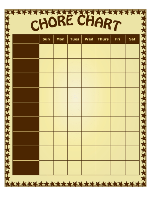 Brown Weekly Chore Chart Printable pdf