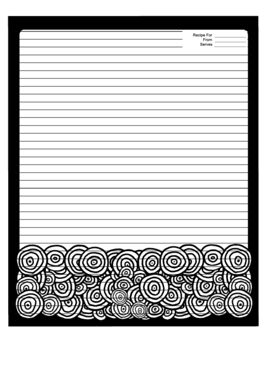 Black White Circles Recipe Card 8x10 Printable pdf