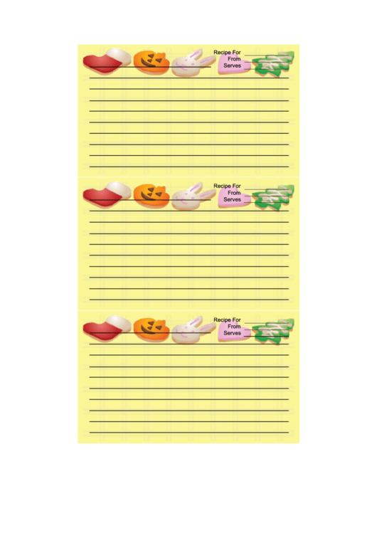 Holiday Cookies Yellow Recipe Card Template Printable pdf