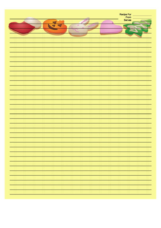 Holiday Cookies Yellow Recipe Card 8x10 Printable pdf