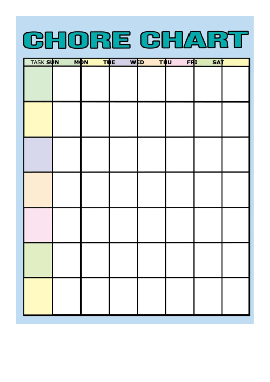 Colorful Weekly Chore Chart printable pdf download