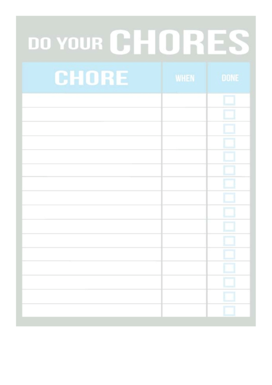 Daily Do Your Chores Chart - Blue And Gray