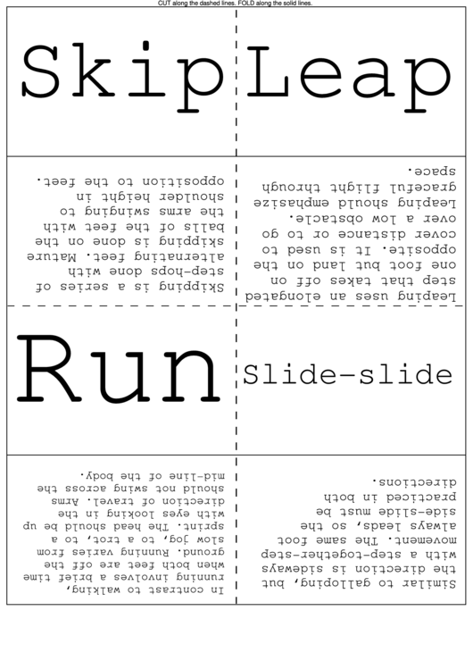 Ways Of Walking Flash Cards Printable pdf
