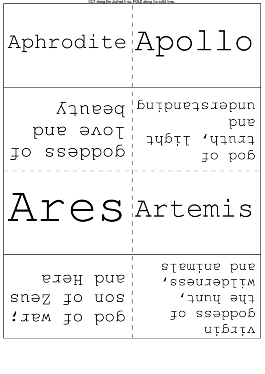Greek Gods Flash Cards Printable pdf