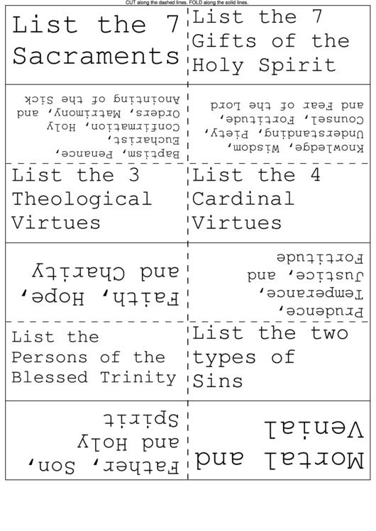 Catholic Flashcards Flash Cards Printable pdf