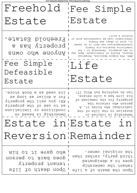 Rental And Property Law Vocabulary Flash Cards Printable pdf