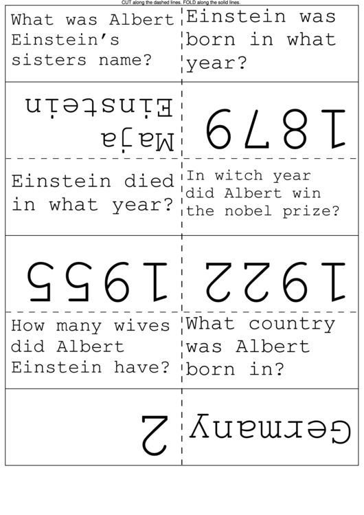 Albert Einstein Facts Flash Cards Printable pdf