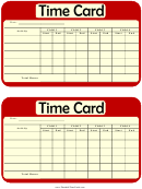 Red Daily Time Card Template