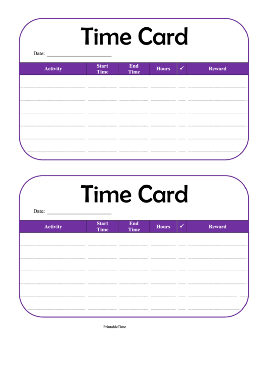 Daily Time Card Printable pdf