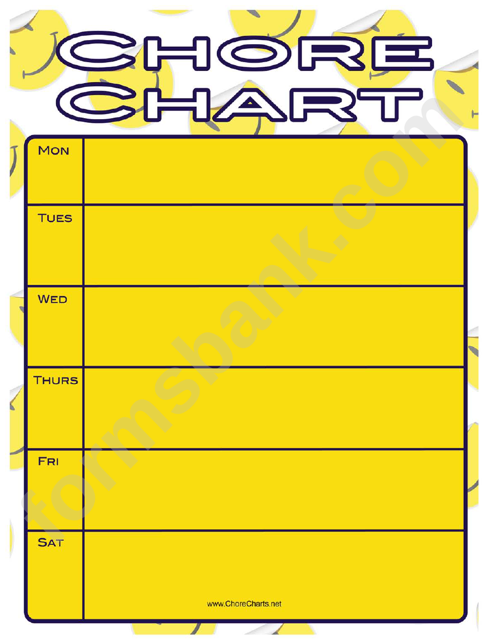 Smiley Face Weekly Chore Chart