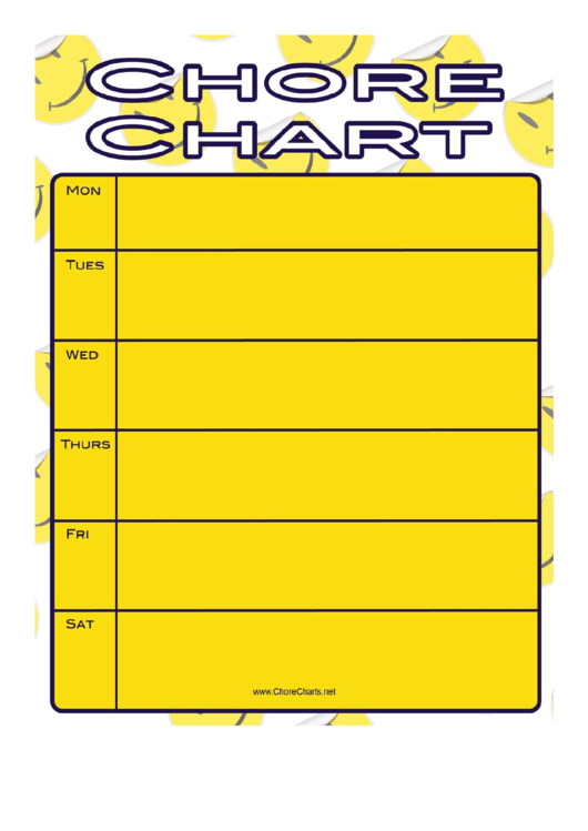 Smiley Face Weekly Chore Chart Printable pdf
