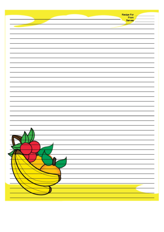 Banana Orange Cherry Yellow Recipe Card 8x10 Printable pdf