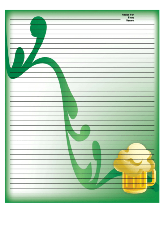 Green Mugs Recipe Card 8x10 Printable pdf