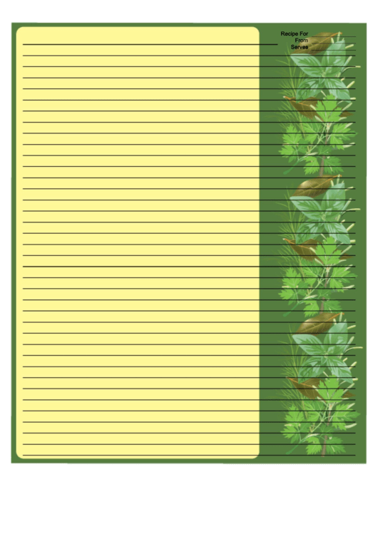 Green Herbs Recipe Card 8x10 Printable pdf