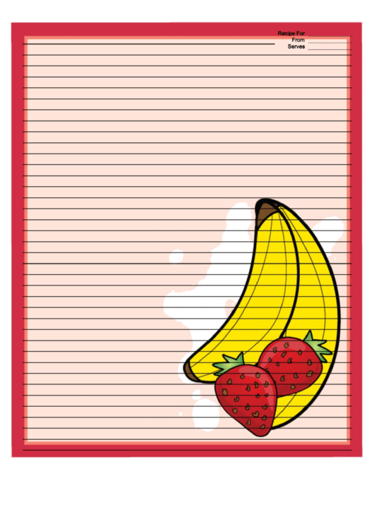 Bananas Strawberries Red Recipe Card 8x10 Printable pdf